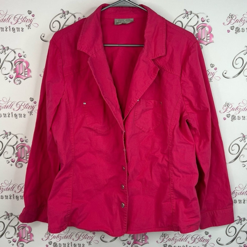 Bellissma blazer bright pink buttons silver Women's Pink Jacket